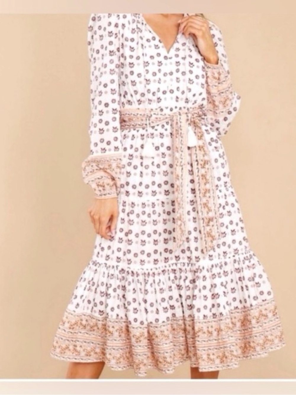 Cleobella Blakely Women’s Cotton Midi Boho Dress with Tie Waist